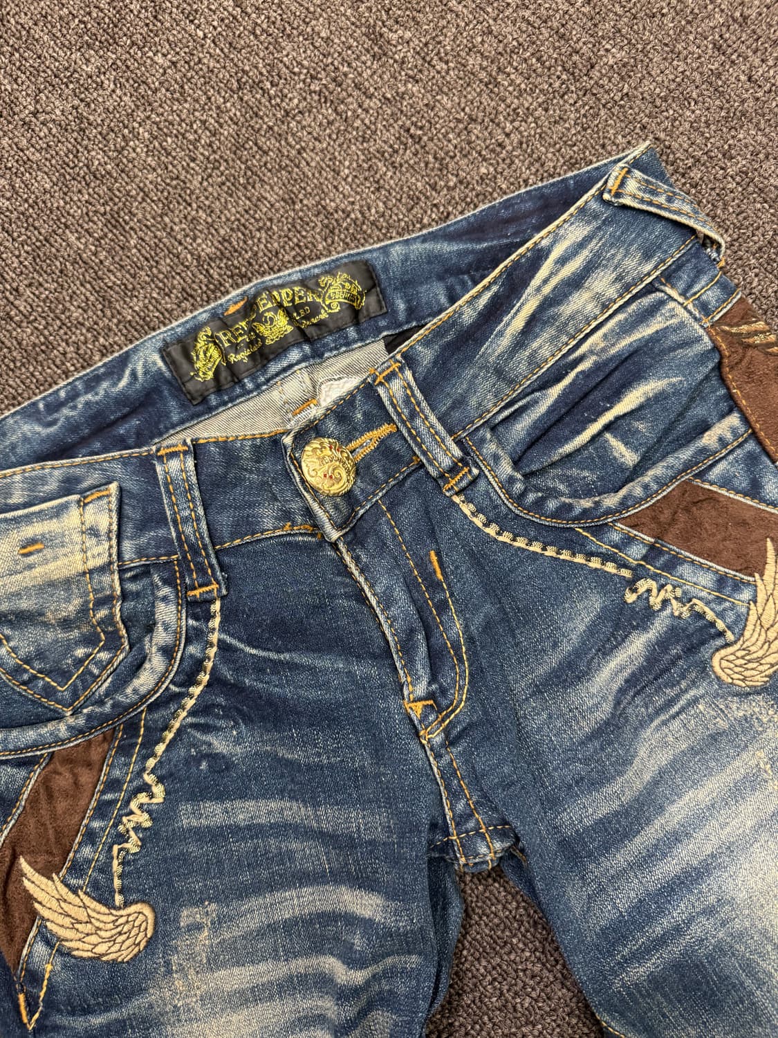 25)레드페퍼 빈티지 Y2K 스컬패치 자수 로우라이즈 데님팬츠 상품이미지5