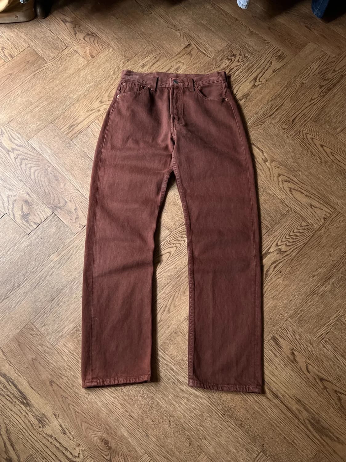 [30]90's 리바이스 501 USA Made 브라운 데님 팬츠 S15 상품이미지1