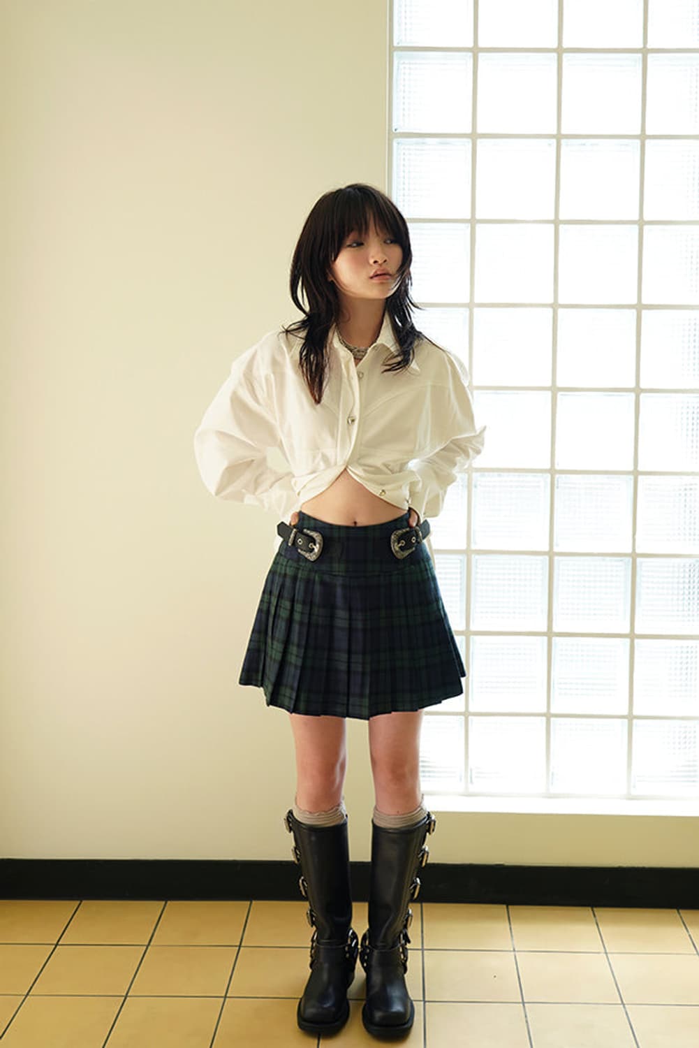 데어드 Belted check pleats skirt 상품이미지4