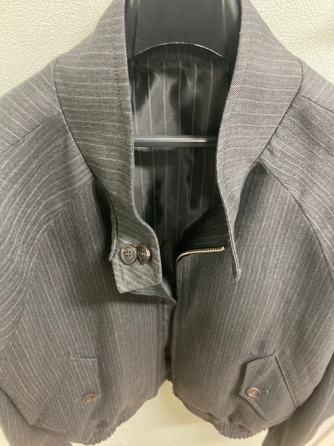 Coor 스트라이프 울 블렌드 해링턴 자켓(차콜그레이) xl 상품이미지2