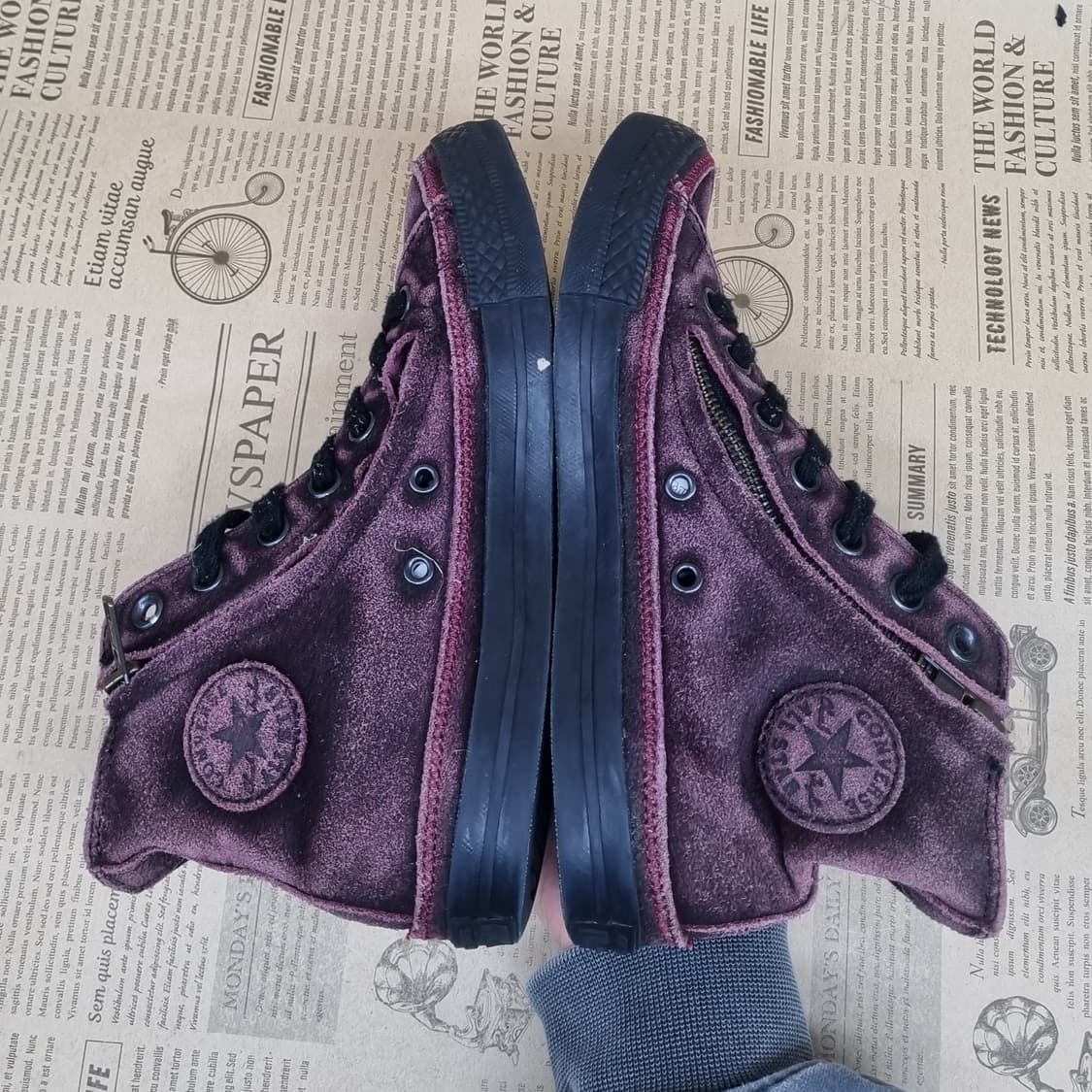 컨버스 스웨이드 버건디 여성하이탑230 상품이미지5