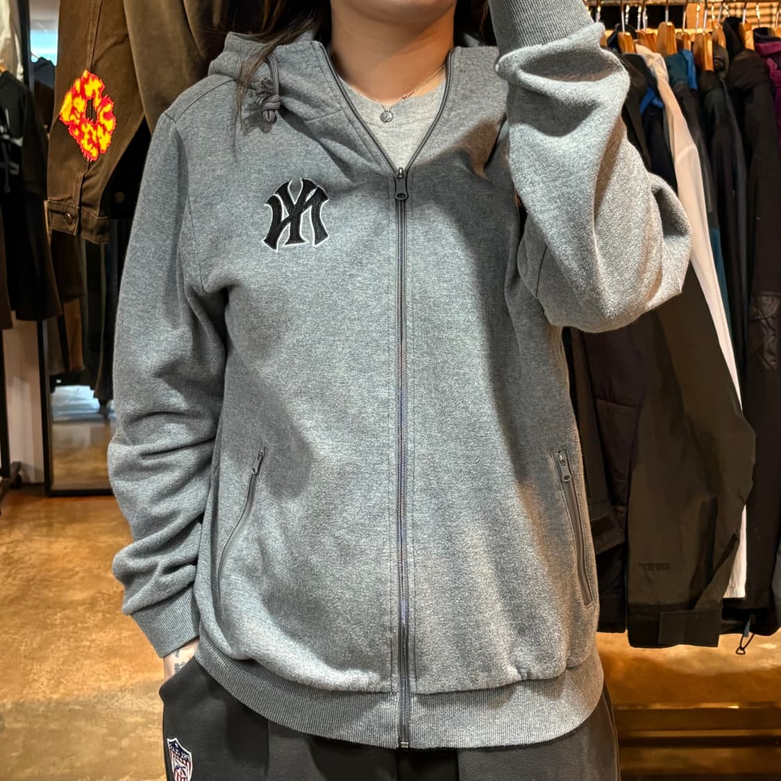 MLB 양키즈 그레이 후드집업 상품이미지1