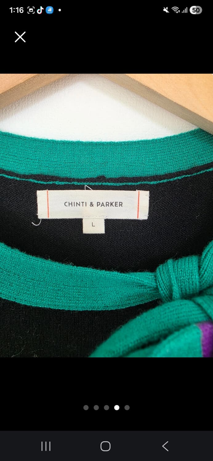 CHINTI & PARKER (친티 앤 파커) 타이넥 배색 리본 니트 L 상품이미지4