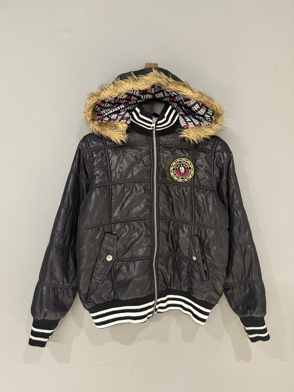 patch point fur hood glossy padding 상품이미지4