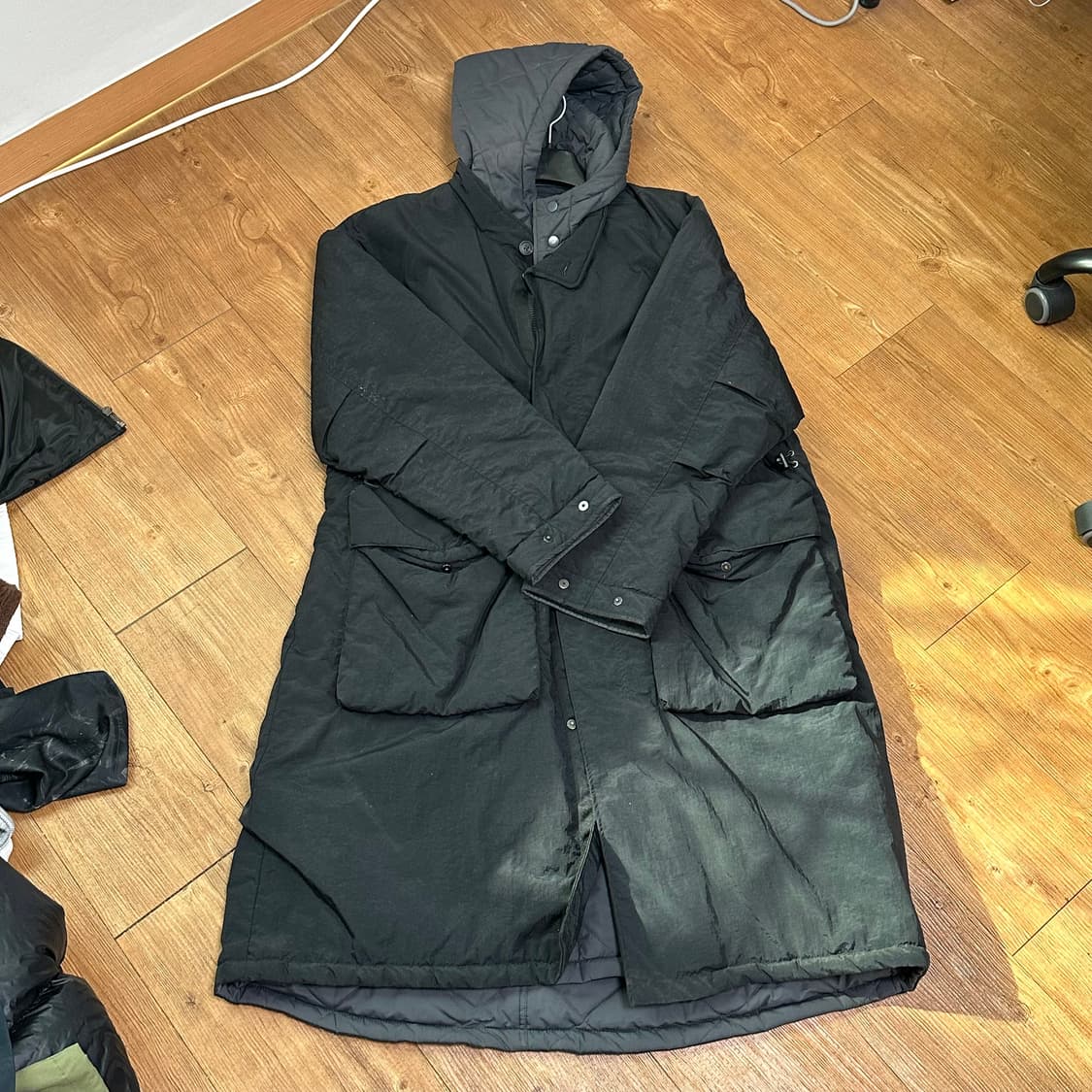 빈티지 리버시블 후드 롱패딩 상품이미지1