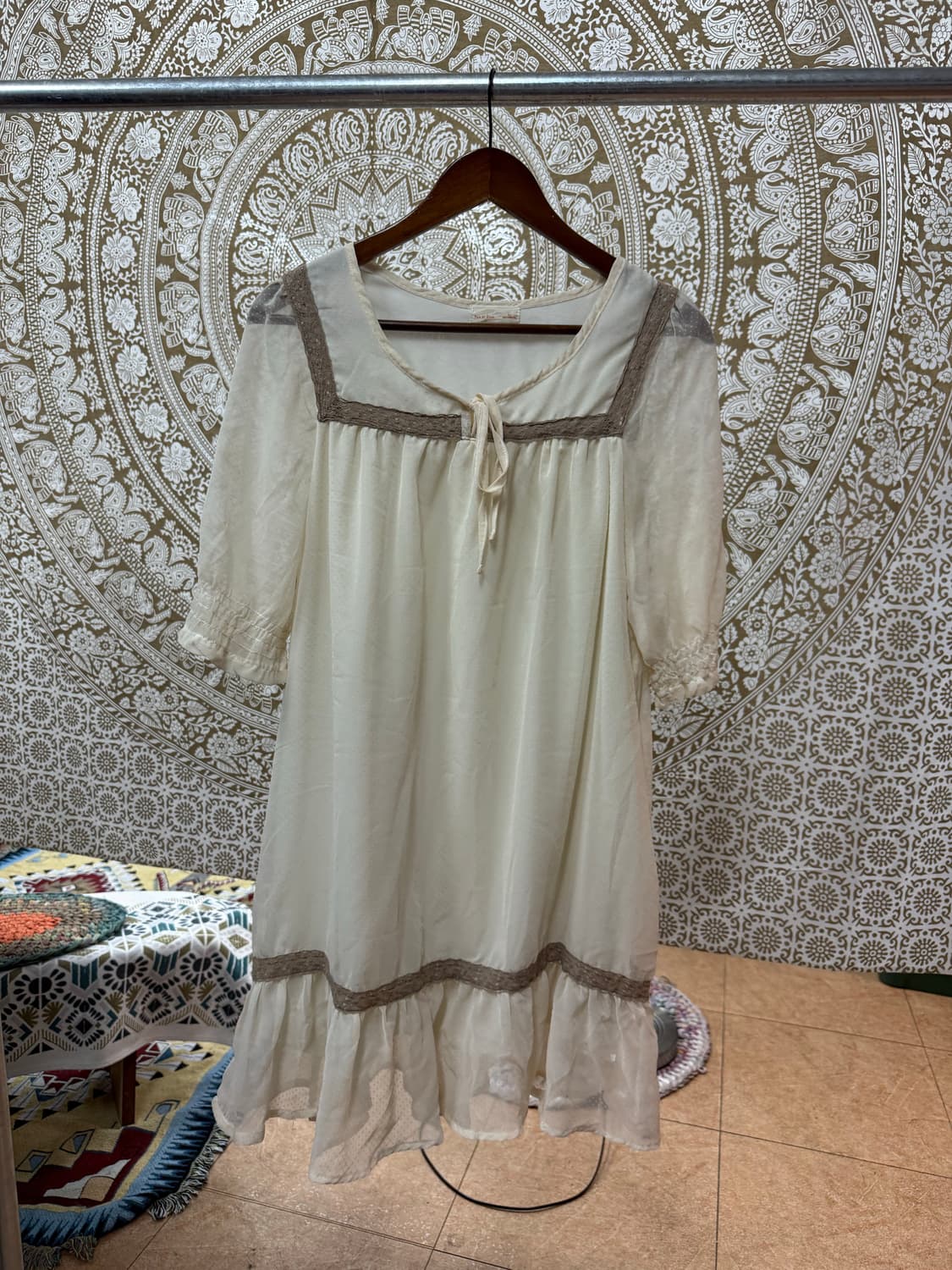 빈티지 도트 시스루 반팔 원피스 (Z1005) 상품이미지3