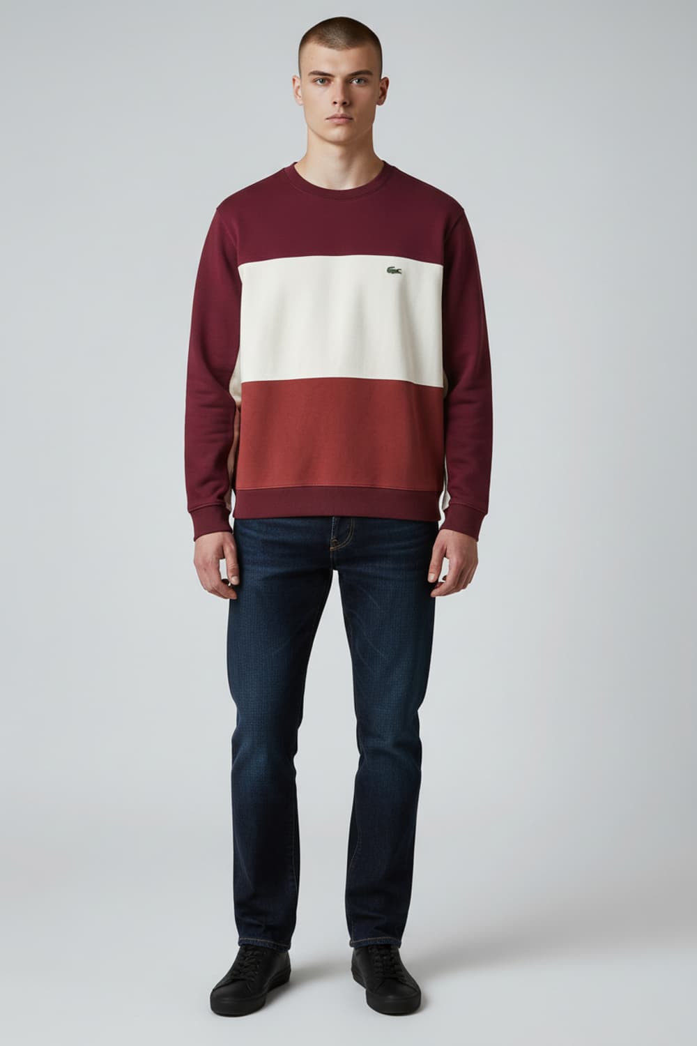 [L] 라코스테 컬러블록 크루넥 기모 스웻셔츠 맨투맨 상품이미지3