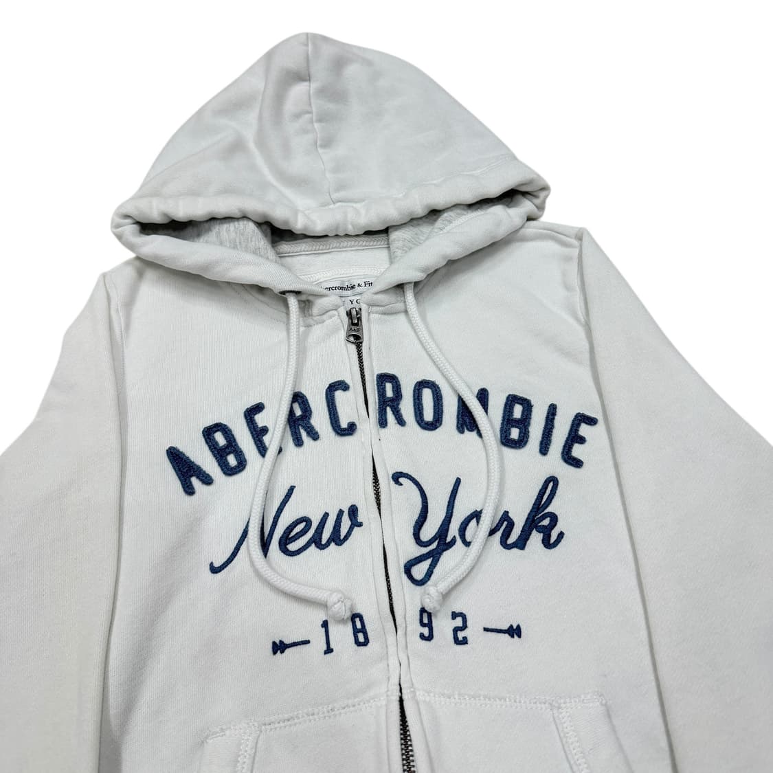 아베크롬비 빈티지 Y2K 스펠로고 기모 후드집업 자켓 화이트 L 상품이미지2
