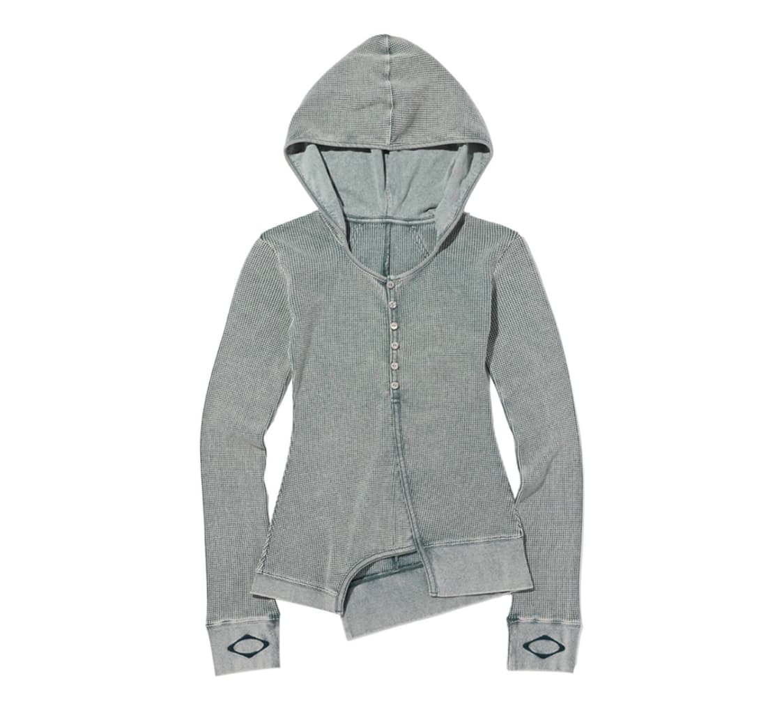 미스치프 레이어드 와플 후드 세트 블리치드 카키 상품이미지1