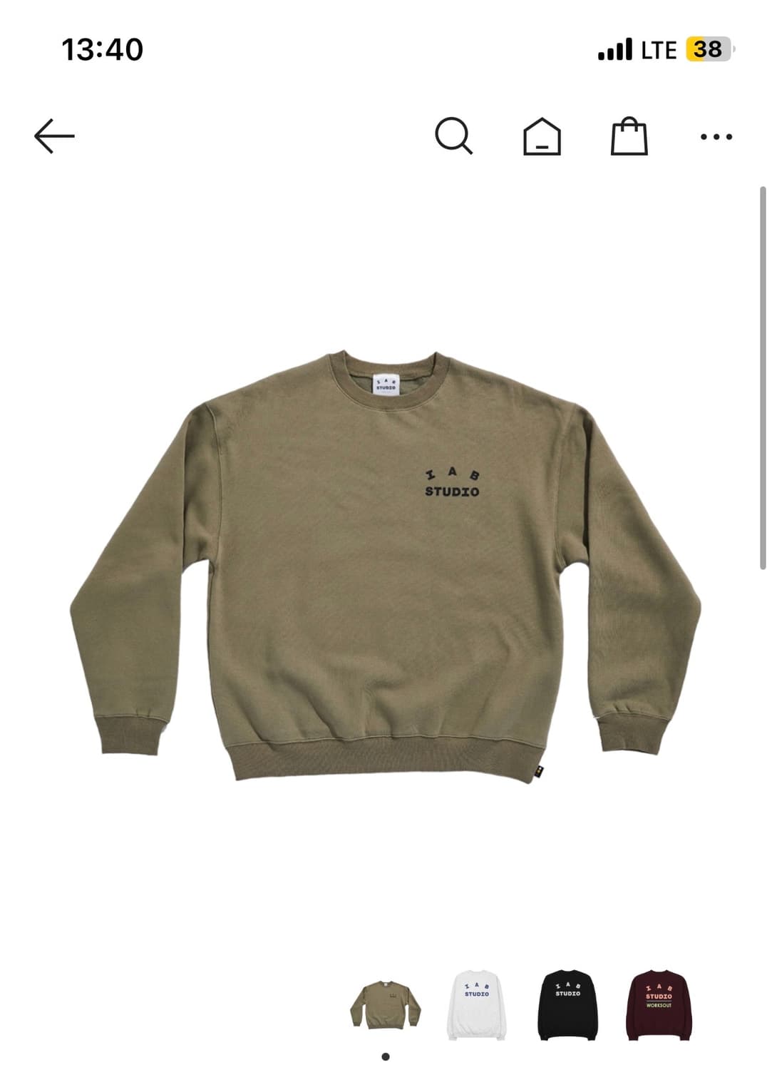 아이앱 스튜디오 스웨트셔츠 올리브그린 xl 팝니당 상품이미지1