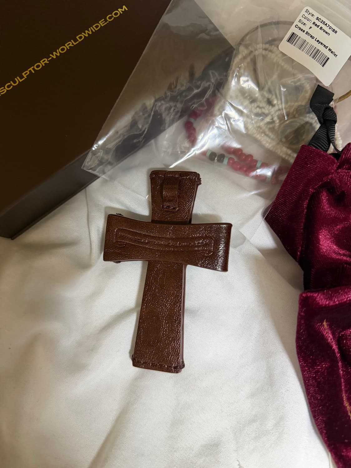 스컬프터Cross Strap Layered Wallet Red Brown 상품이미지3