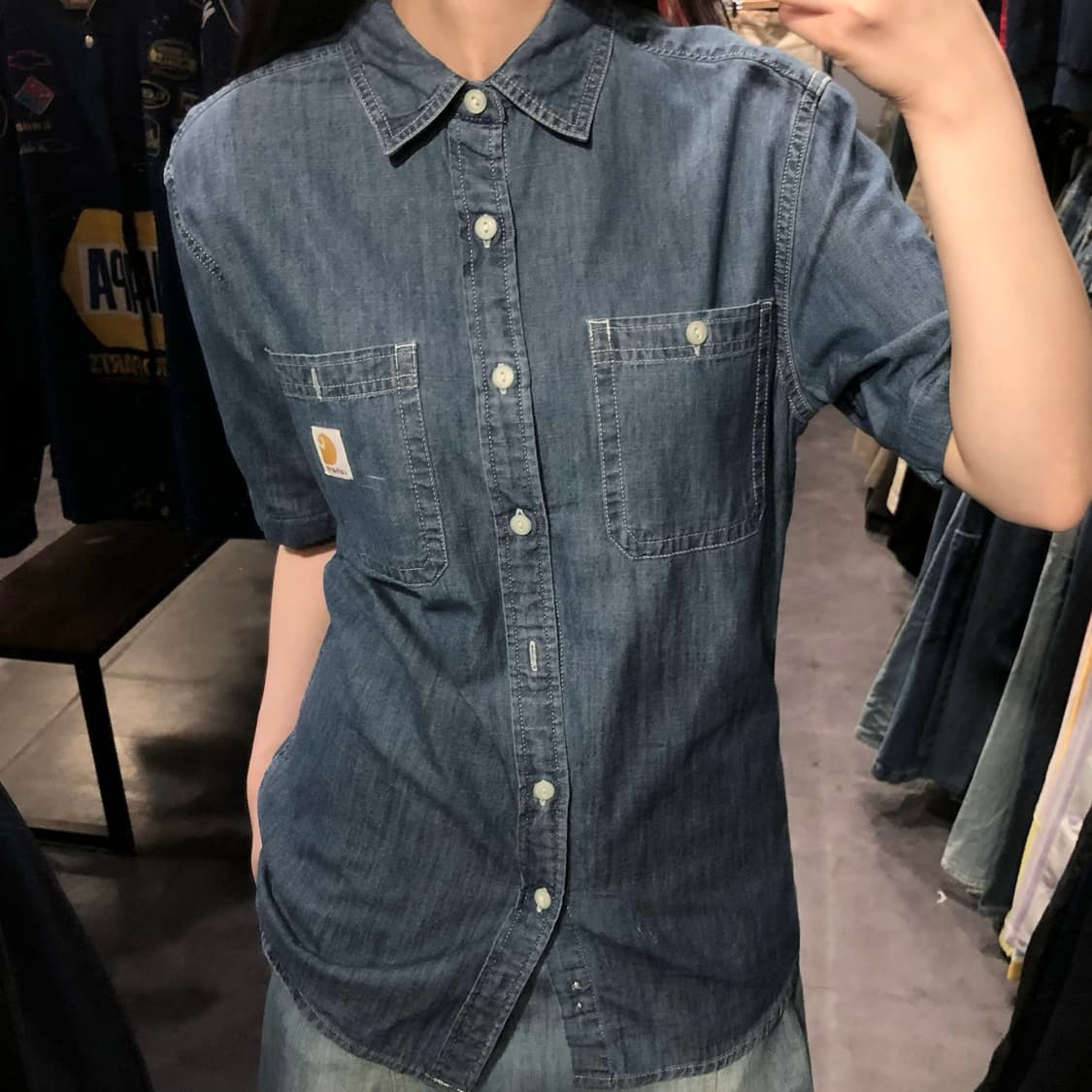 [IM] Carhartt 칼하트 반팔 데님 셔츠 중청 상품이미지3