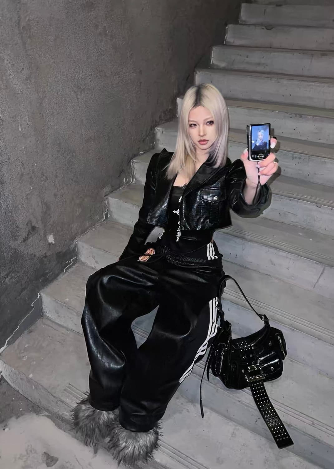 Double Waist Wide Leg Leather Pants 상품이미지5