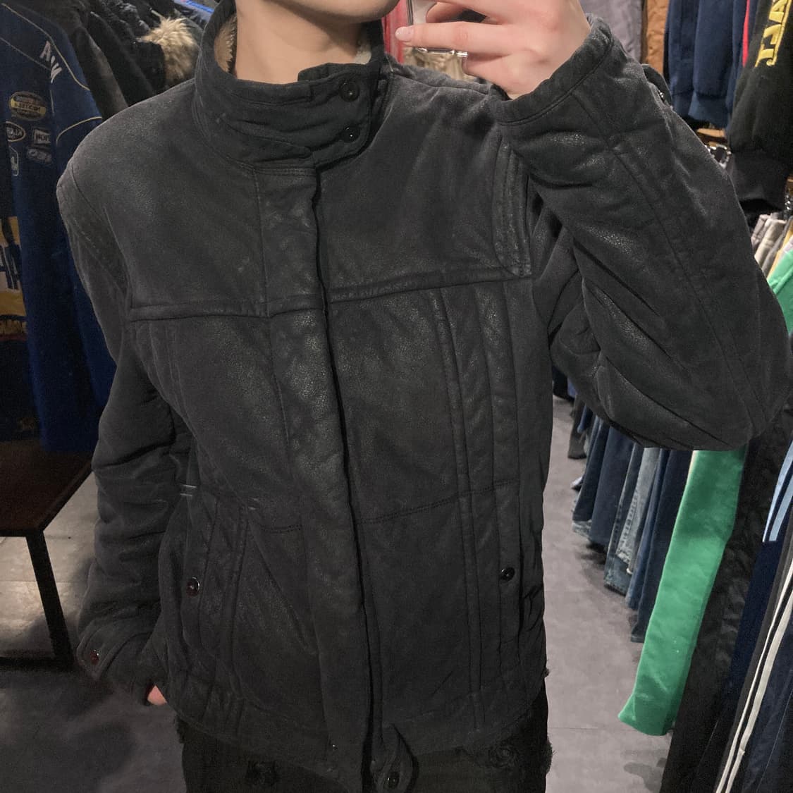 [IM] 아르마니익스체인지 AIX 양털 레더자켓 그레이 상품이미지2