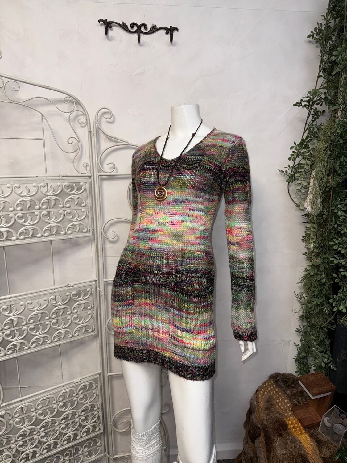 Rainbow color mix bokashi knit ops 상품이미지2