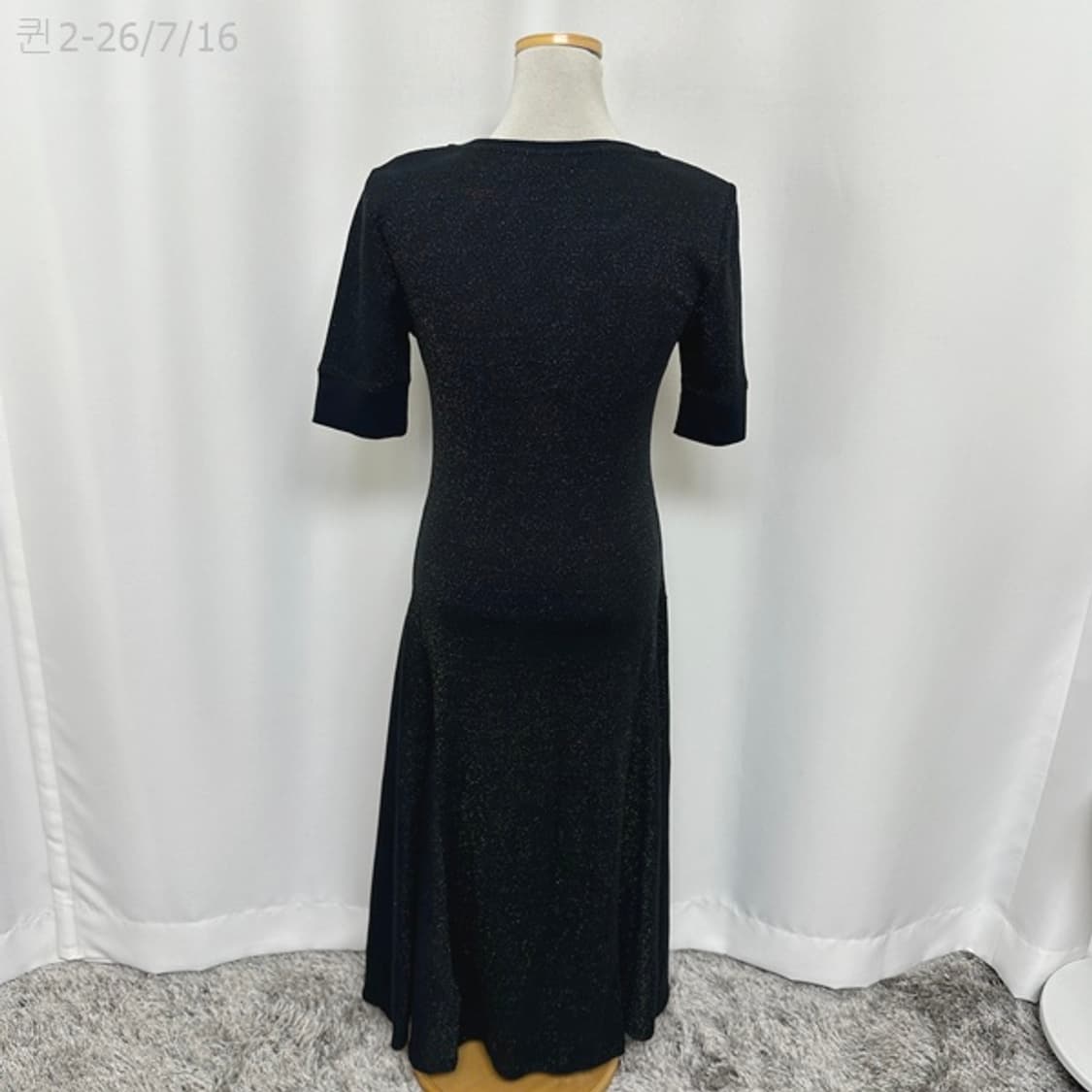랄프로렌 여자 플레어 반팔 원피스 검정 금장 M 상품이미지6