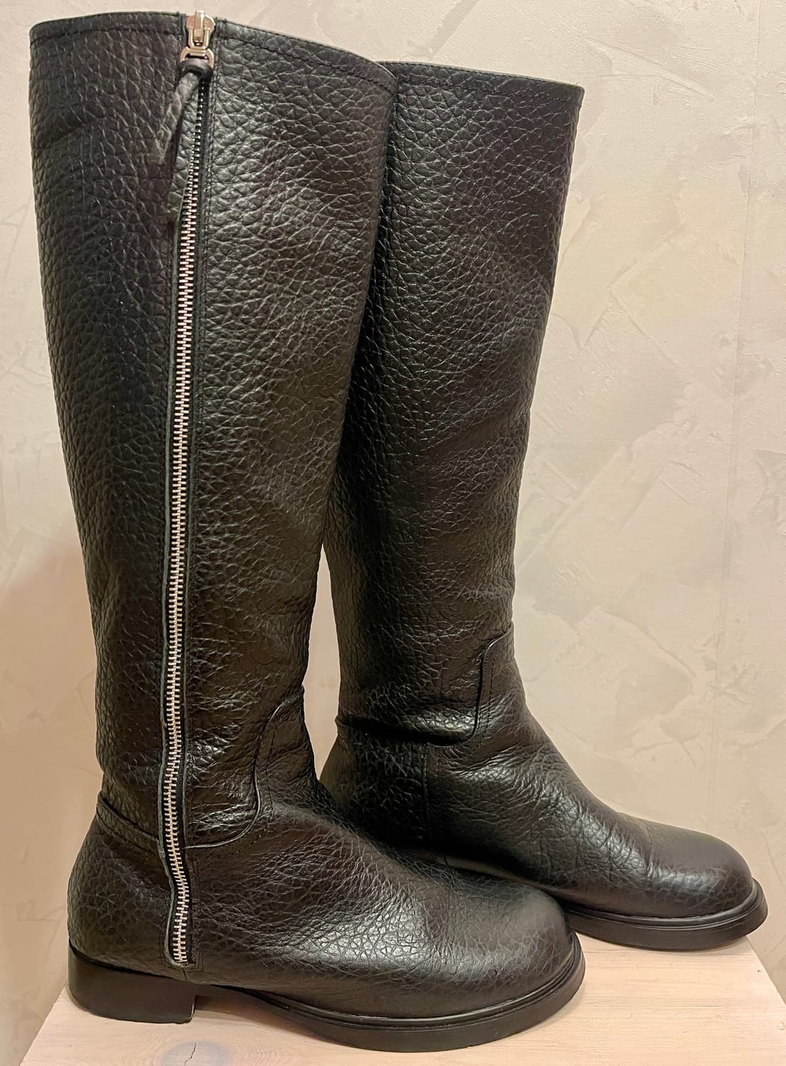 리얼 카우레더 지퍼 롱부츠 블랙 37사이즈(240) 상품이미지2
