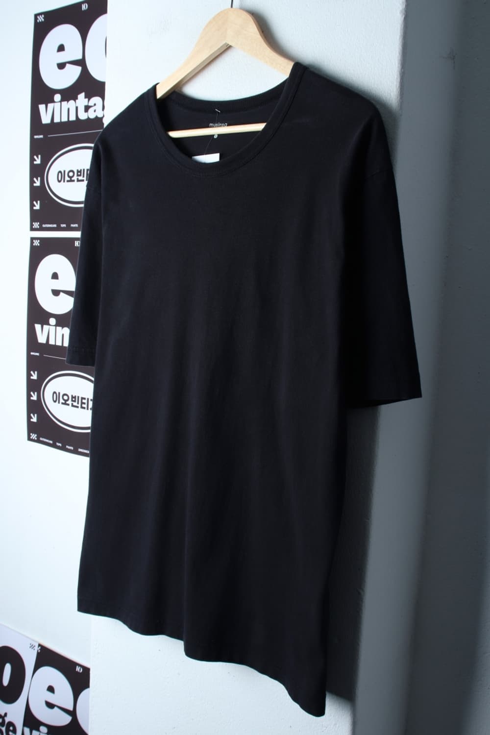 (L-XL) 무신사 스탠다드 반팔 티셔츠 오버핏 블랙 무지-H32052 상품이미지1
