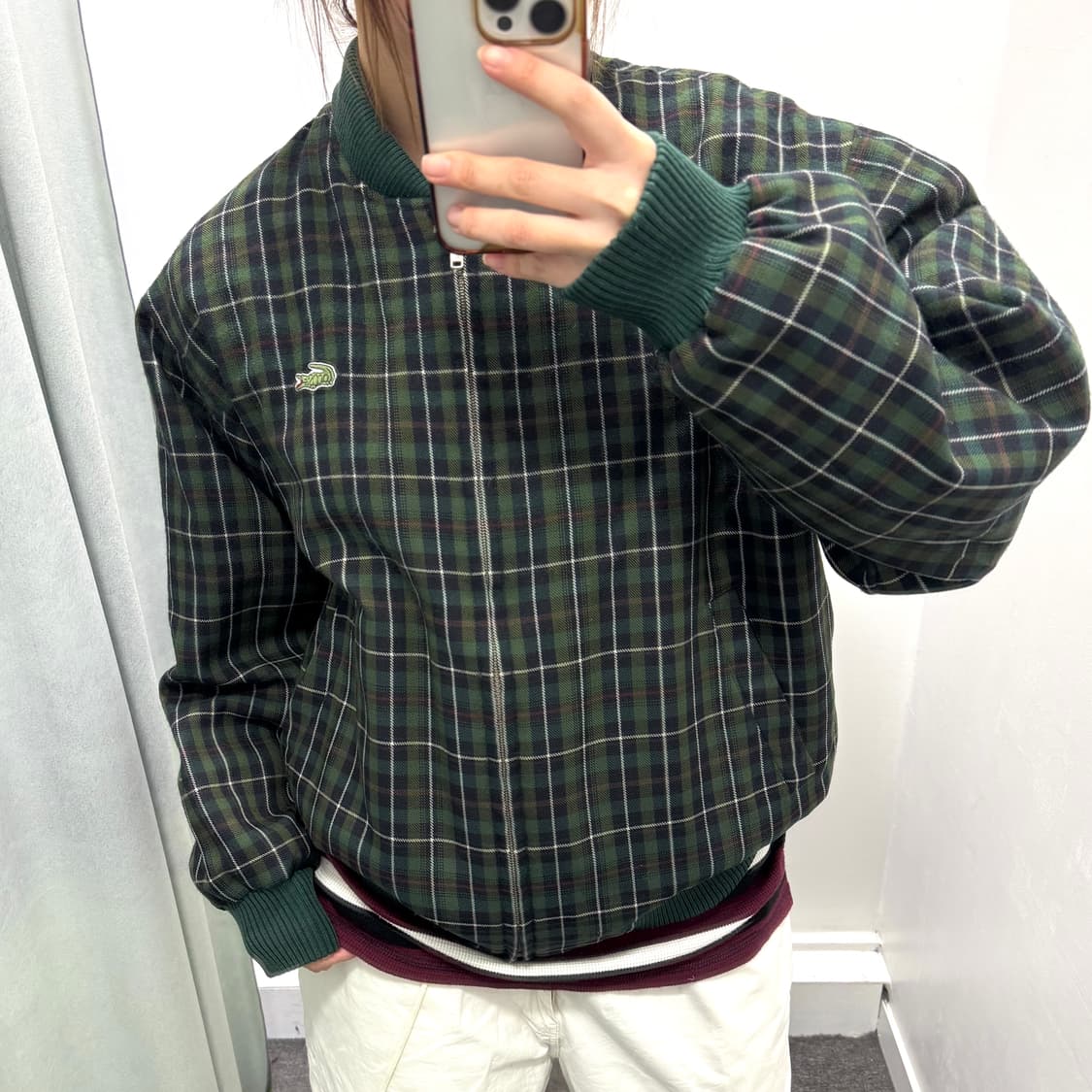 라코스테 그린 체크 리버시블 자켓 상품이미지2