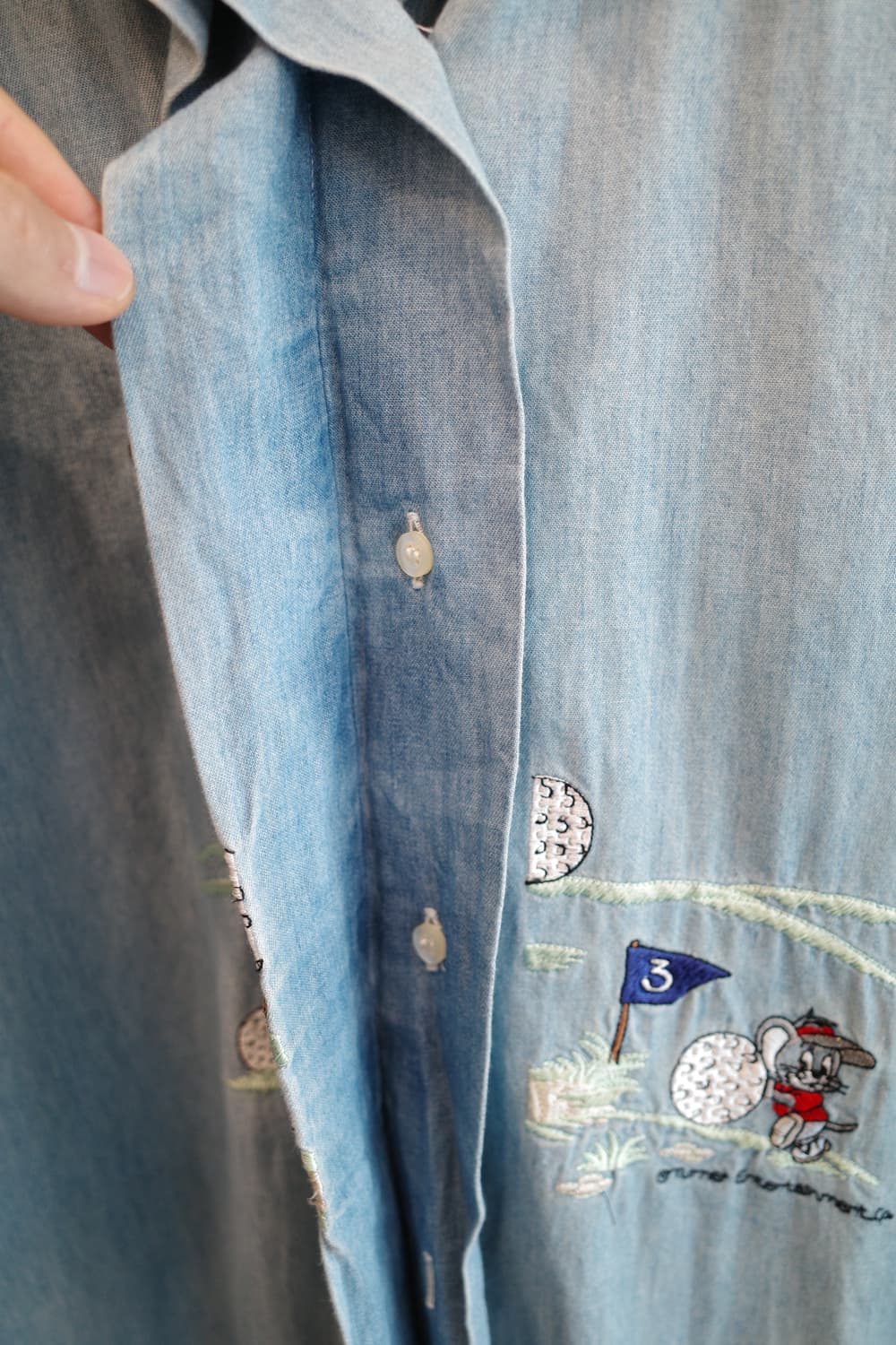 EMMANUEL SCHVILI 90s 자수 데님셔츠 (ITALY MADE 상품이미지4