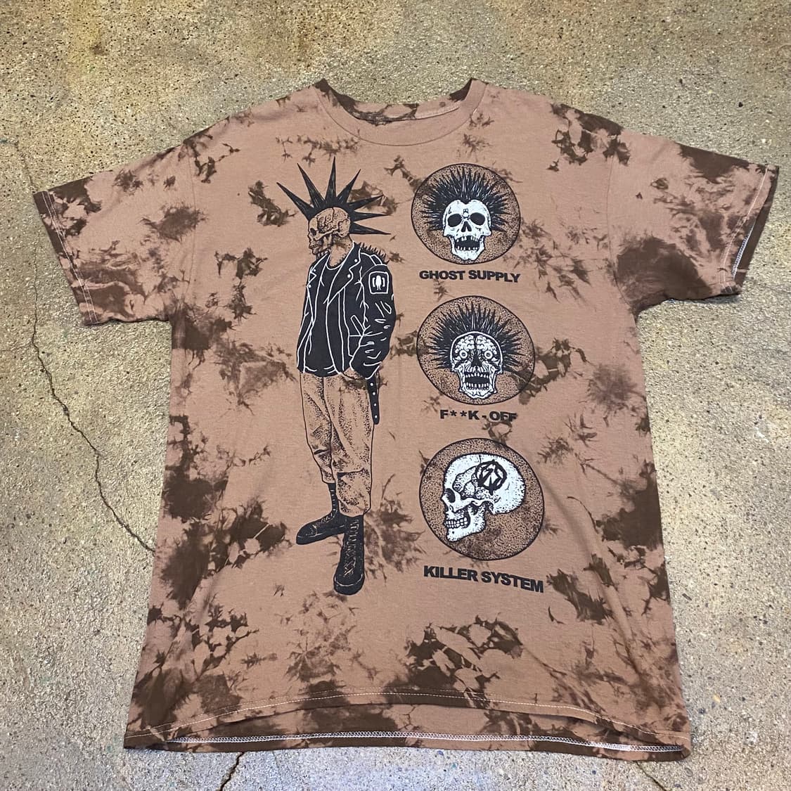 미국 빈티지 고스트 서플라이 스컬 나염 포인트 반팔티 락티셔츠 상품이미지2