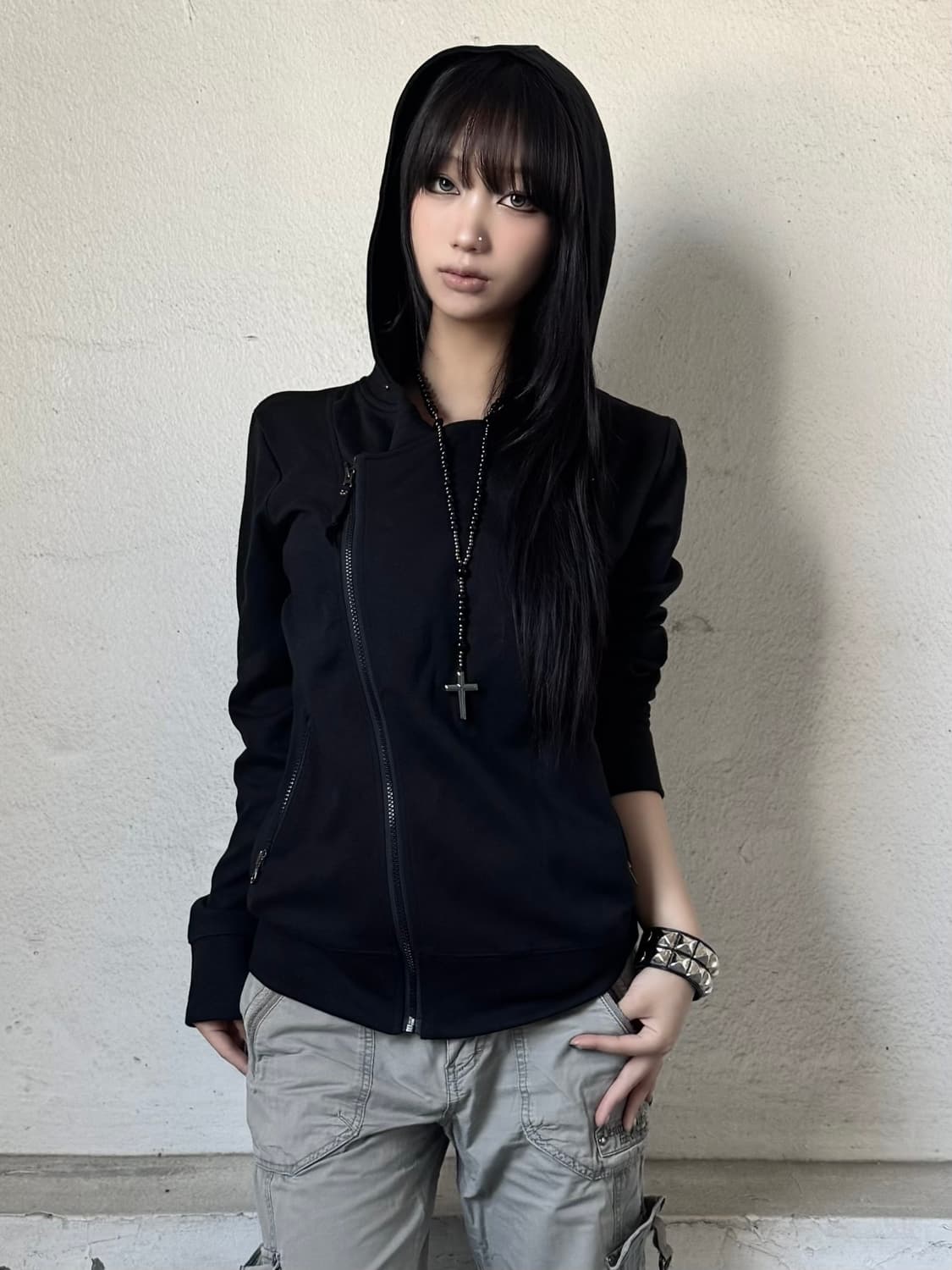 Asymmetrical Zip Hoodie 상품이미지1