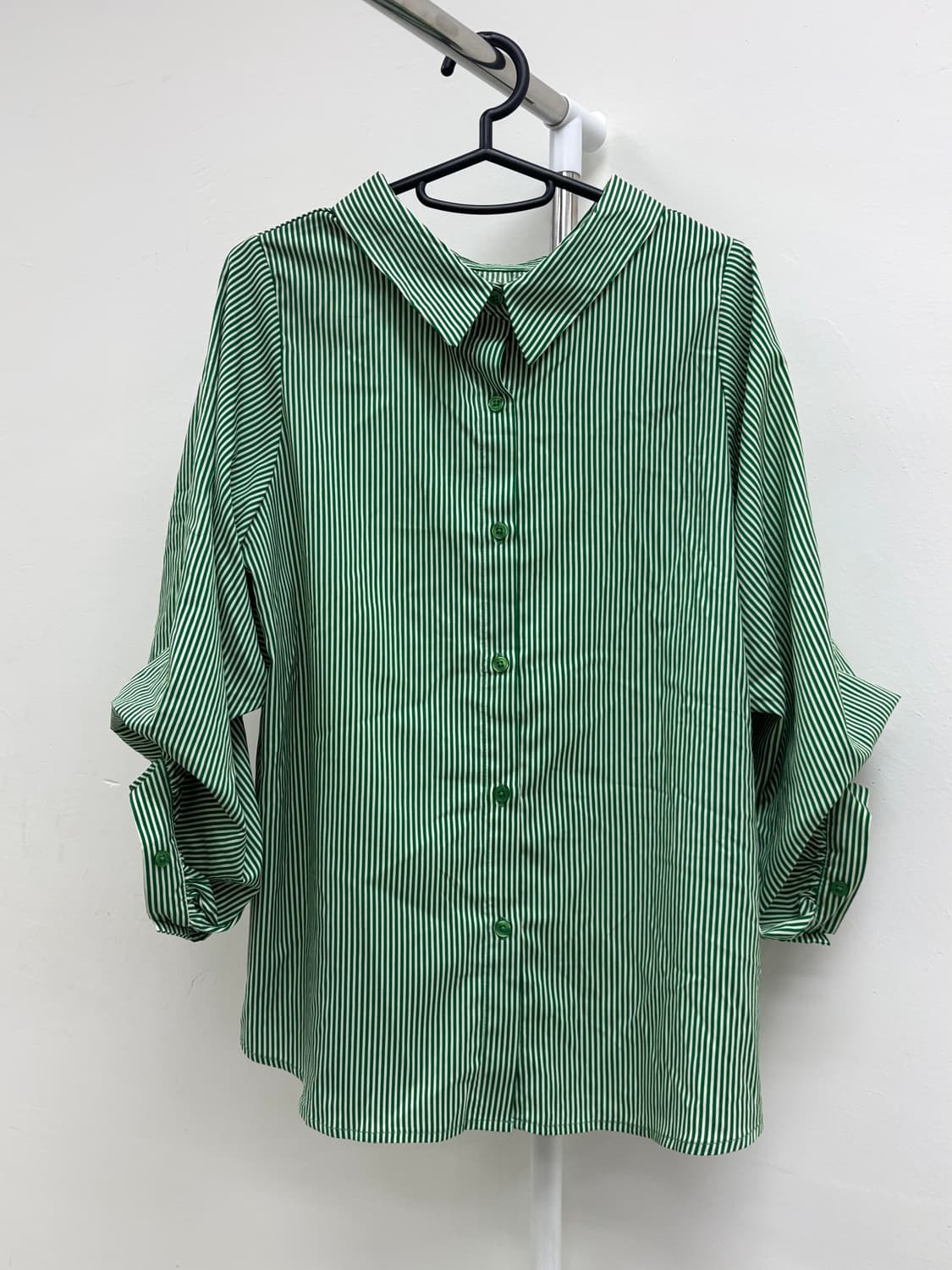 빈티지 그린 스트라이프 블라우스 상품이미지4