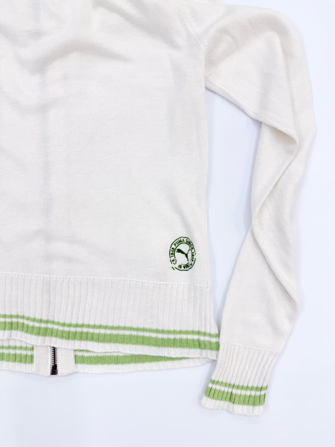 빈티지 PUMA 화이트 그린 시스루 롱슬리브 니트 후드 집업 상품이미지7