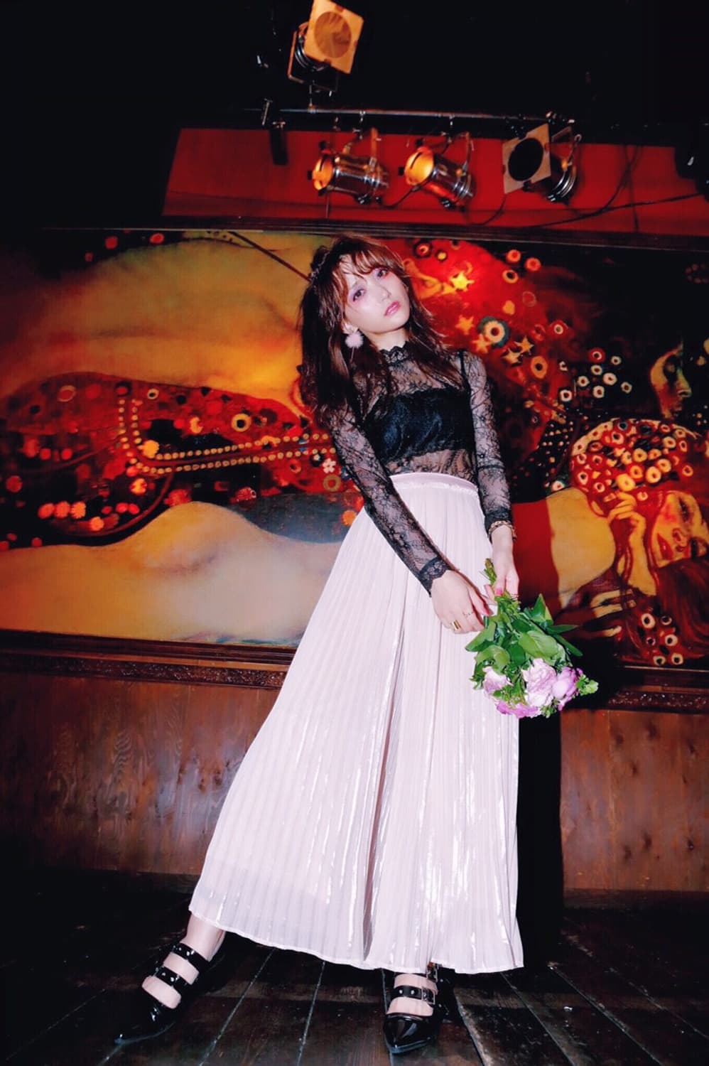 아이보리 펄플리츠 쉬폰팬츠 상품이미지2