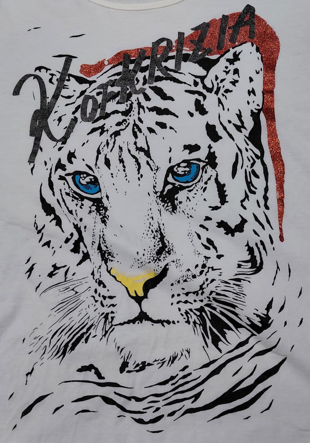 [정품/40] K OF KRIZIA 산요상회 백호 글리터 반팔 티셔츠 상품이미지4