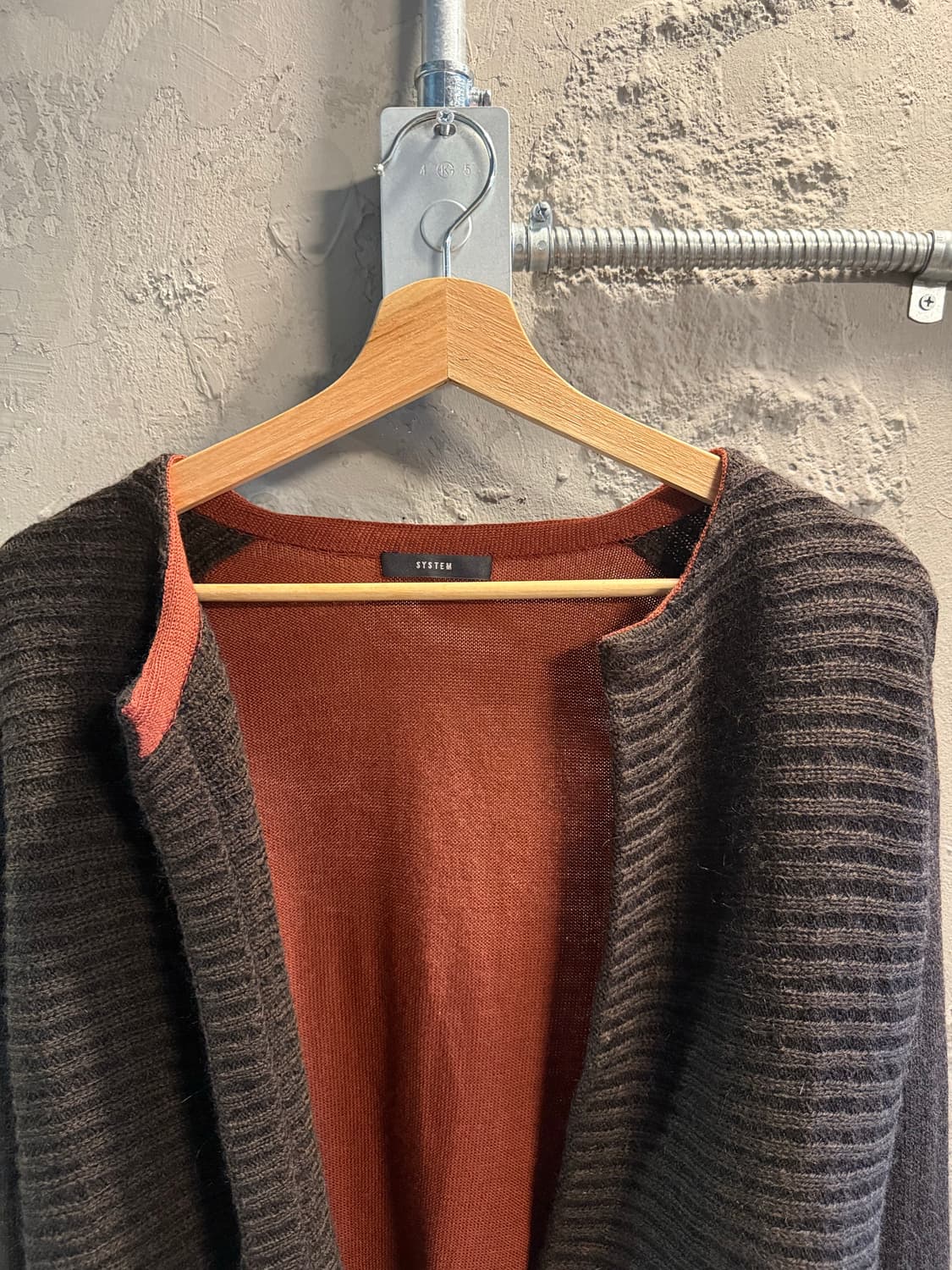 F 시스템 SYSTEM 레이어드 니트 가디건 브라운 상품이미지5