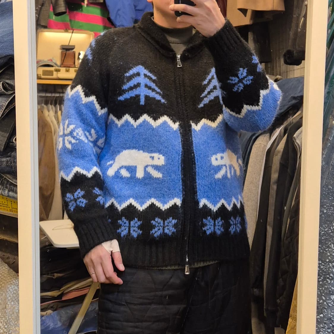 FREE(착샷잇음) 노르딕패턴 모헤어 집업니트  상품이미지3