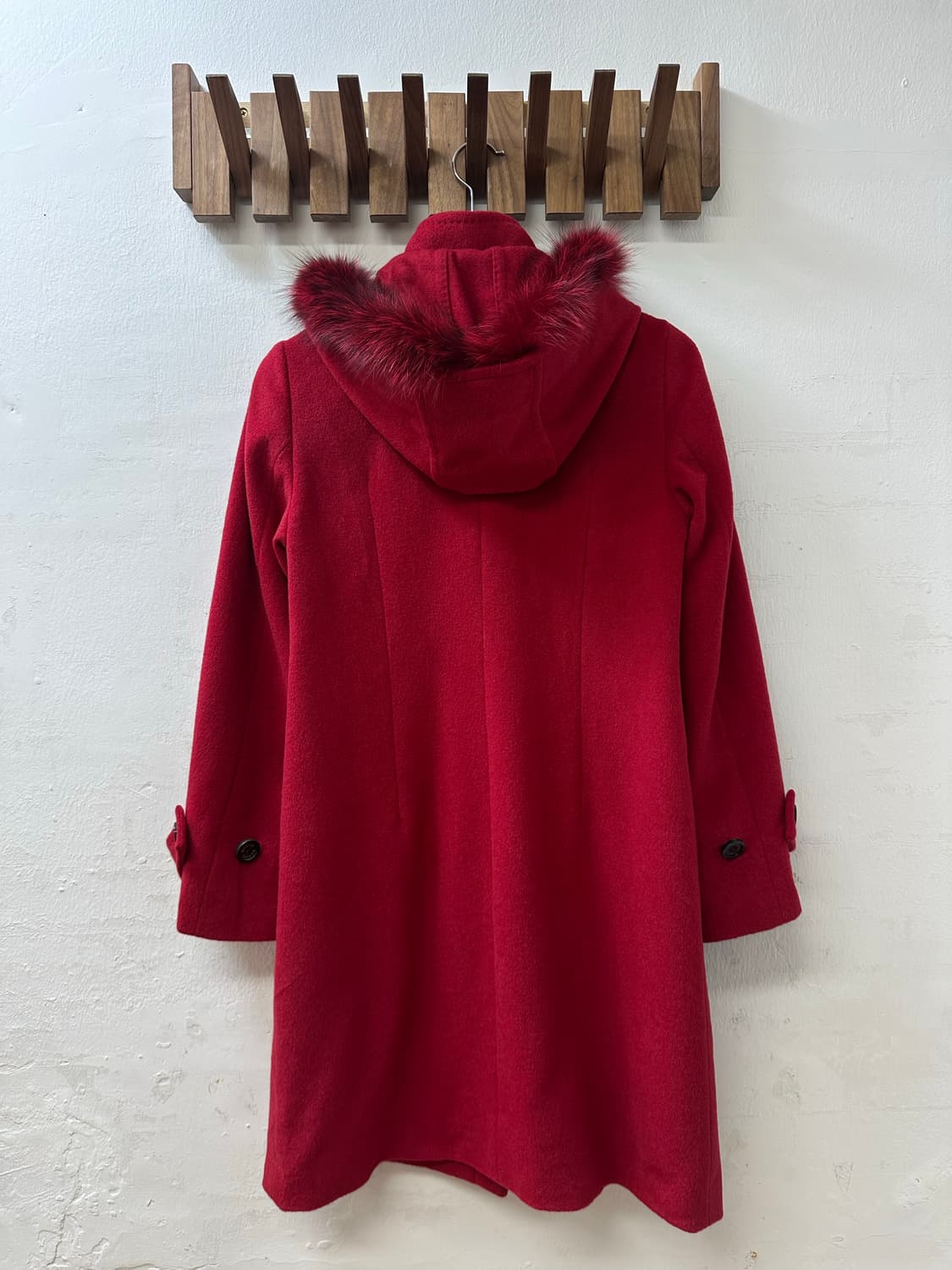 일본빈티지 레드 폭스퍼 앙고라 울 혼방 더플 떡볶이 코트 상품이미지2