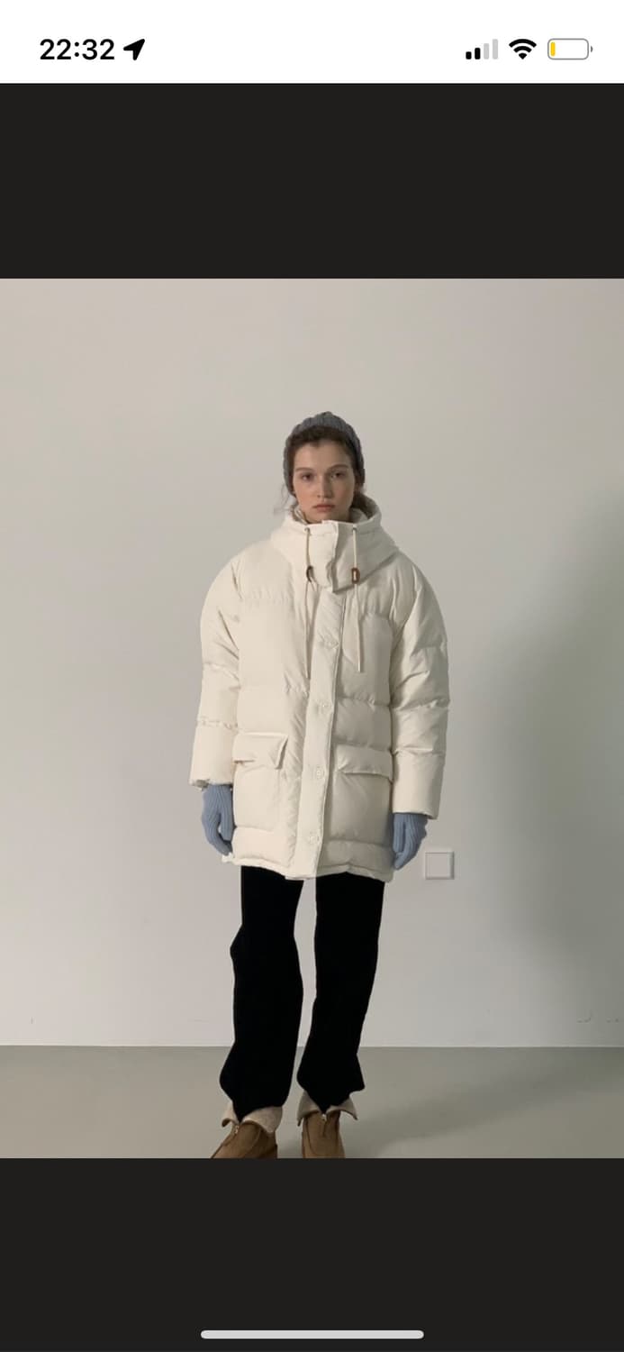 썸웨어버터 하프 패딩 아이보리 상품이미지3