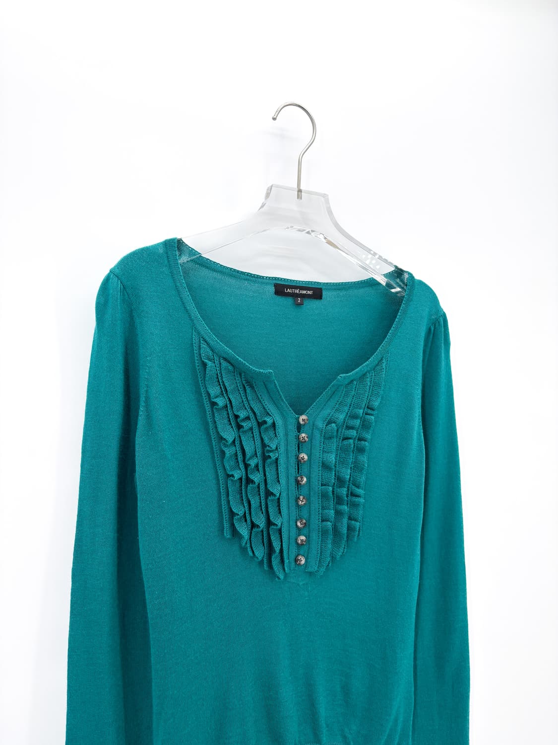 빈티지 터쿼이즈 러플 니트 상품이미지2