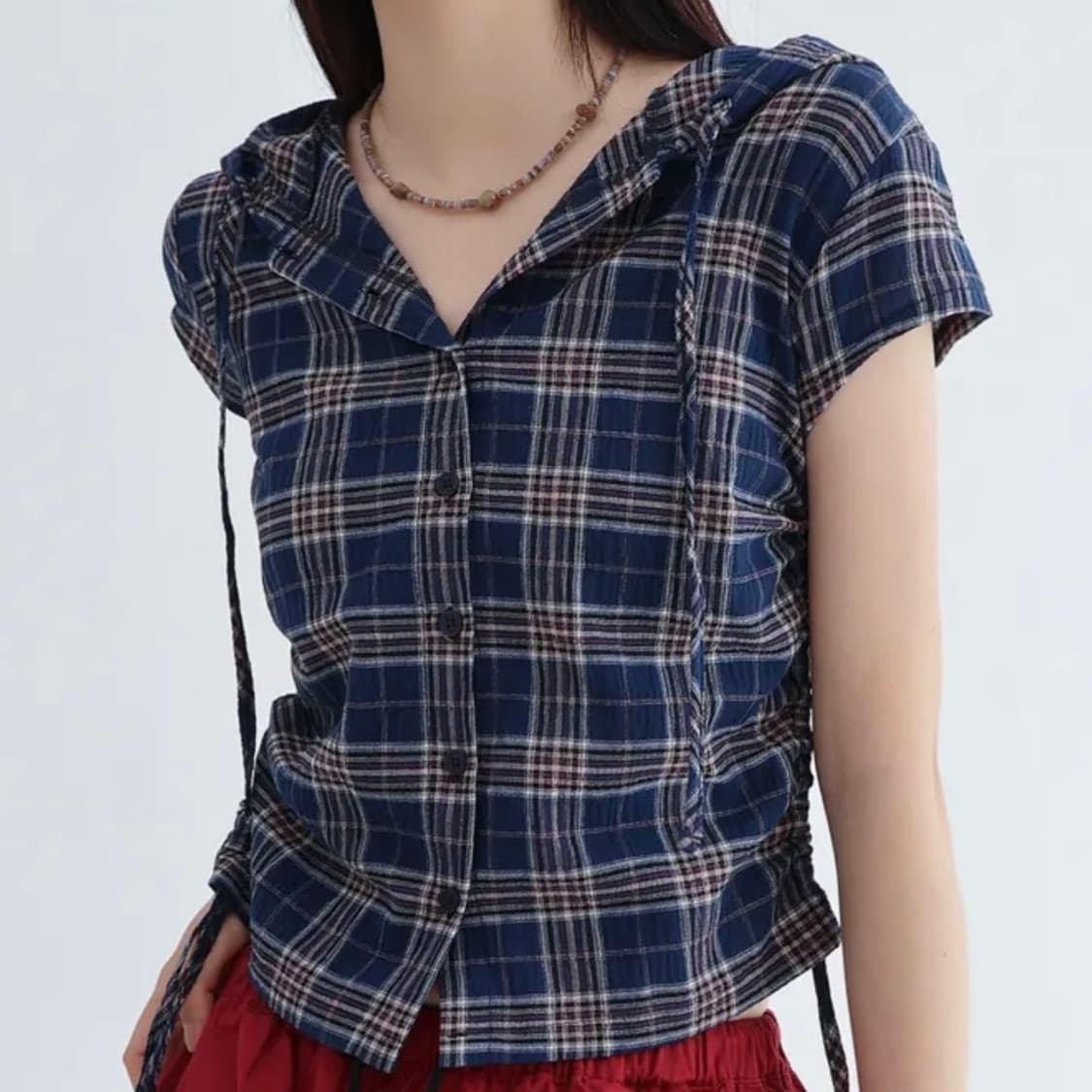 빈티지 체크 반팔 상품이미지1