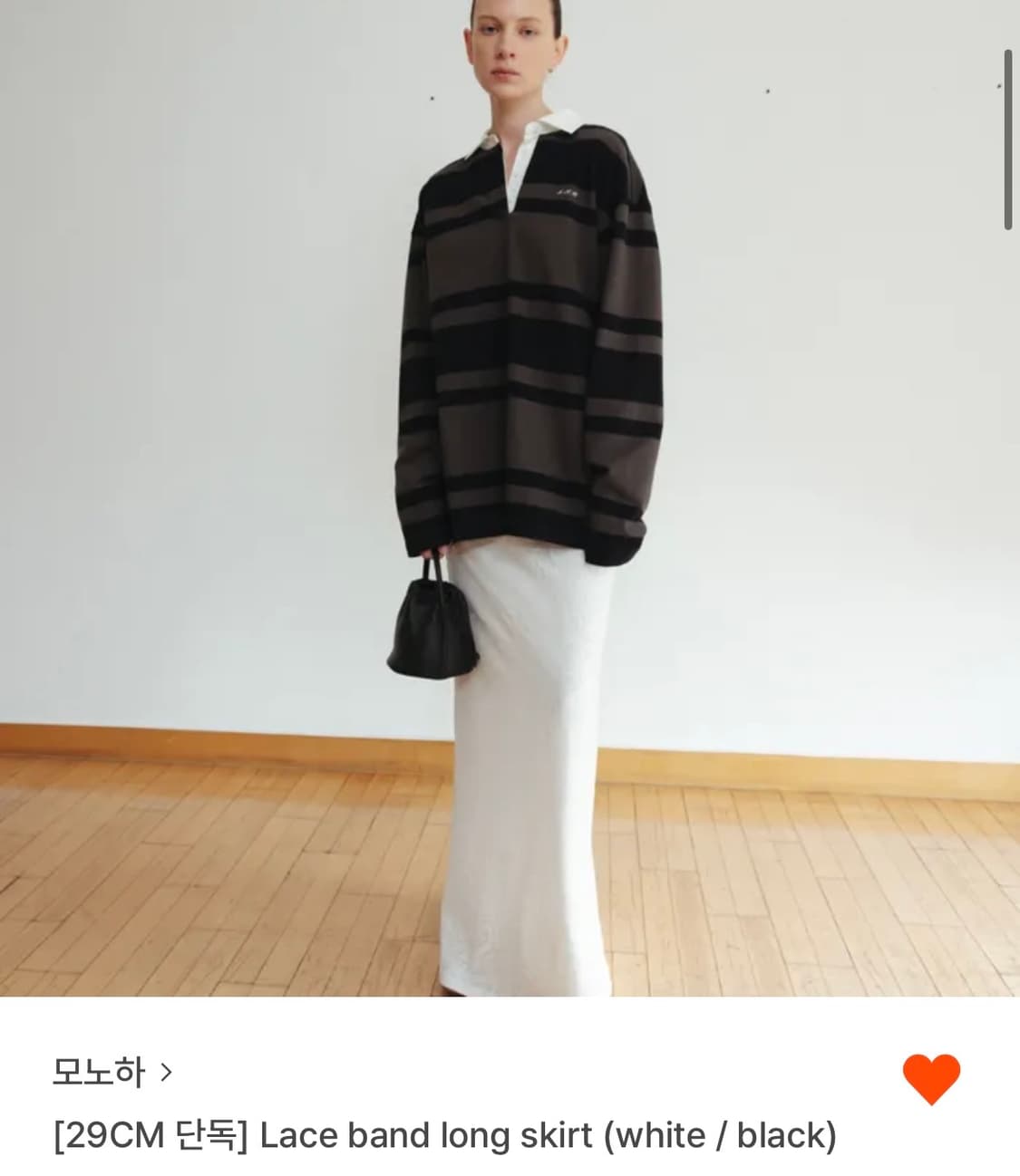 구함) 모노하 monoha 레이스 밴드 롱스커트 skirt 화이트 상품이미지1