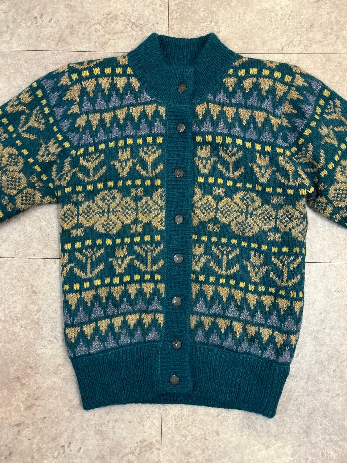 빈티지 패턴 버튼 가디건 그린 #csz3015 상품이미지4