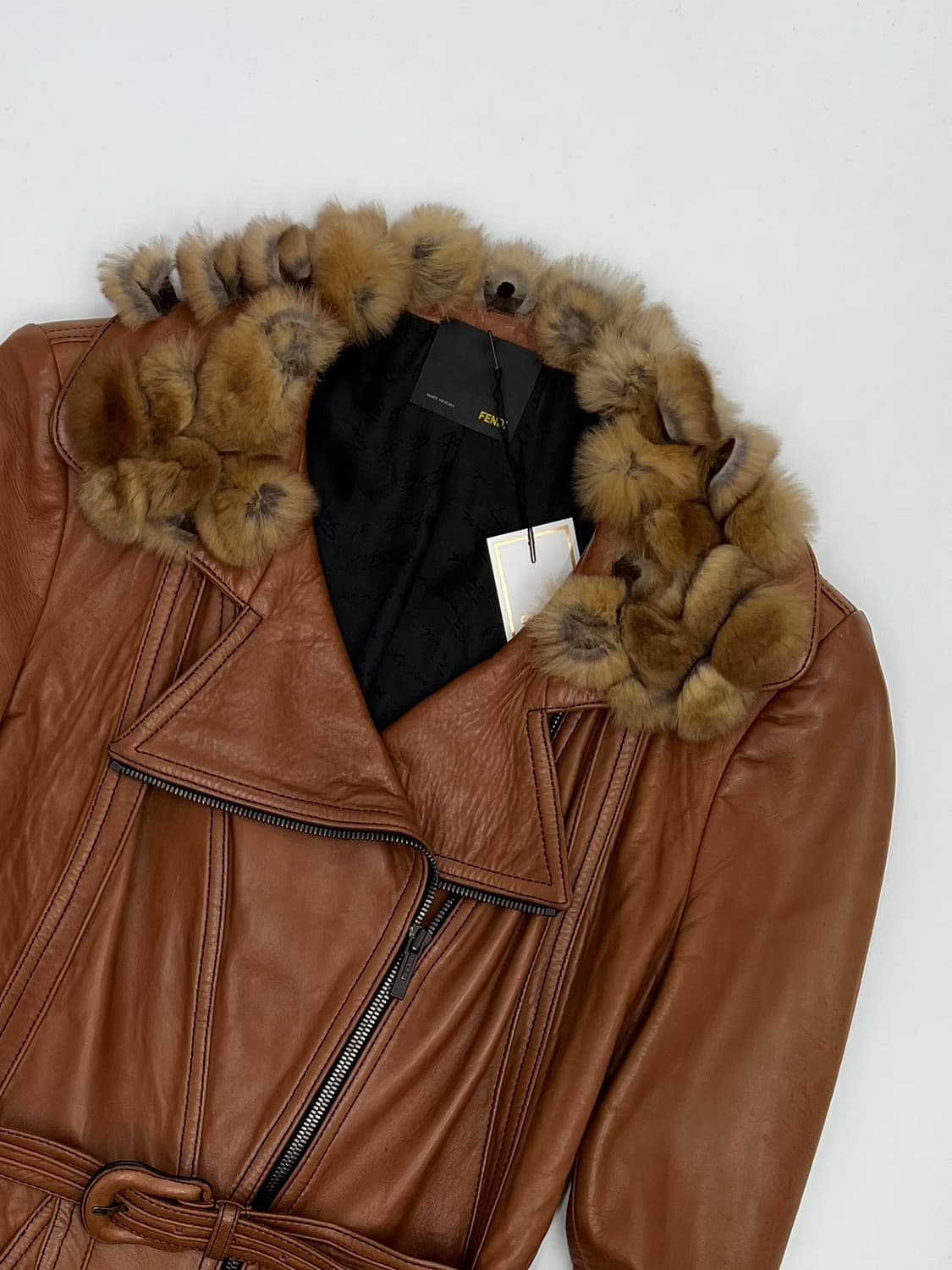 펜디 퍼 카라 바이커 레더 자켓 상품이미지2