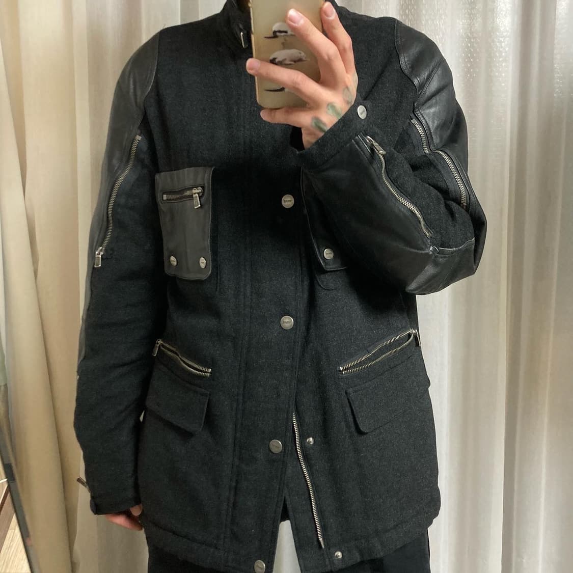 베르사체 컬렉션 레더 캐시미어 자켓 상품이미지2