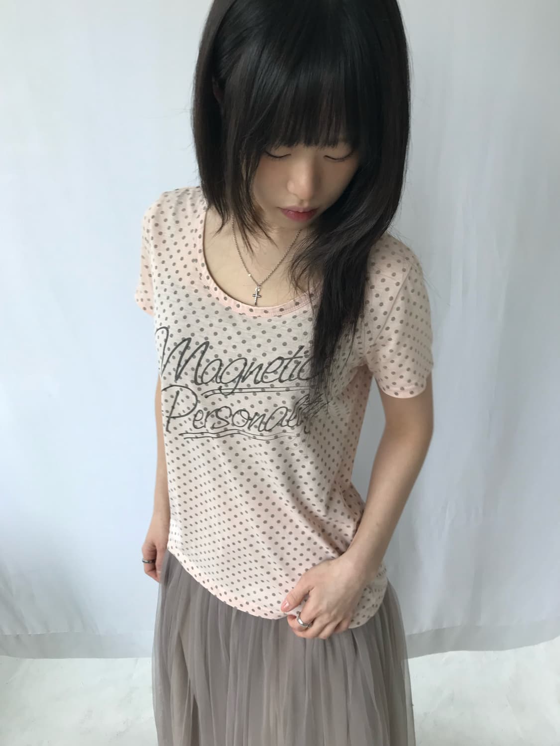 핑크 도트 티셔츠 상품이미지1