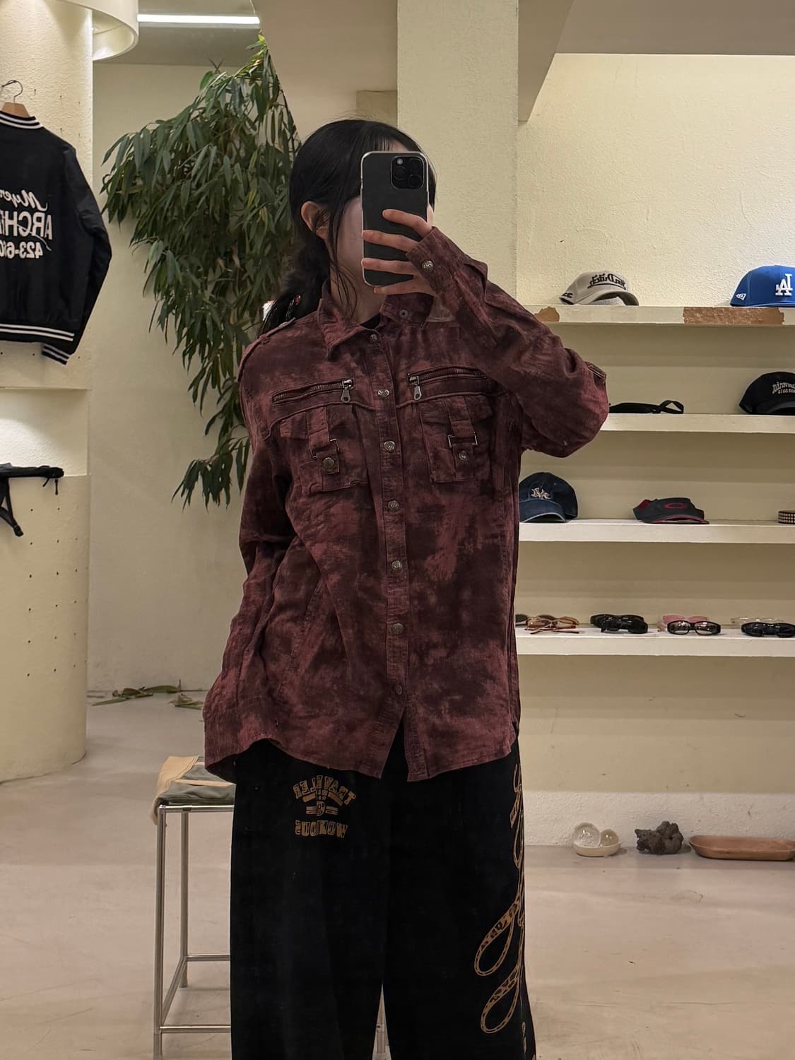 빈티지 버건디 워시드 밀리터리 셔츠 자켓 U313 상품이미지1