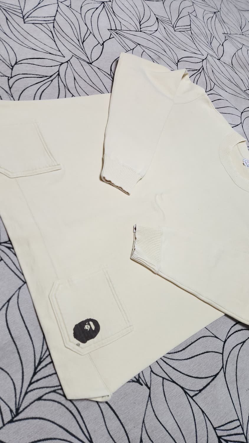 90s 초기형 A Bathing Ape 크루넥 스웨트셔츠 L 카스타드 상품이미지3