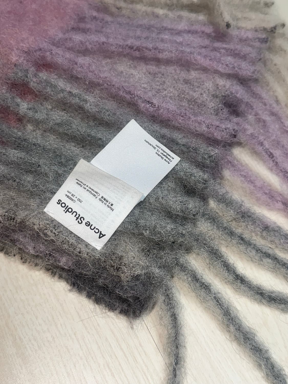 아크네스튜디오 모헤어 체크 머플러 푸시아 라일락 핑크 상품이미지3