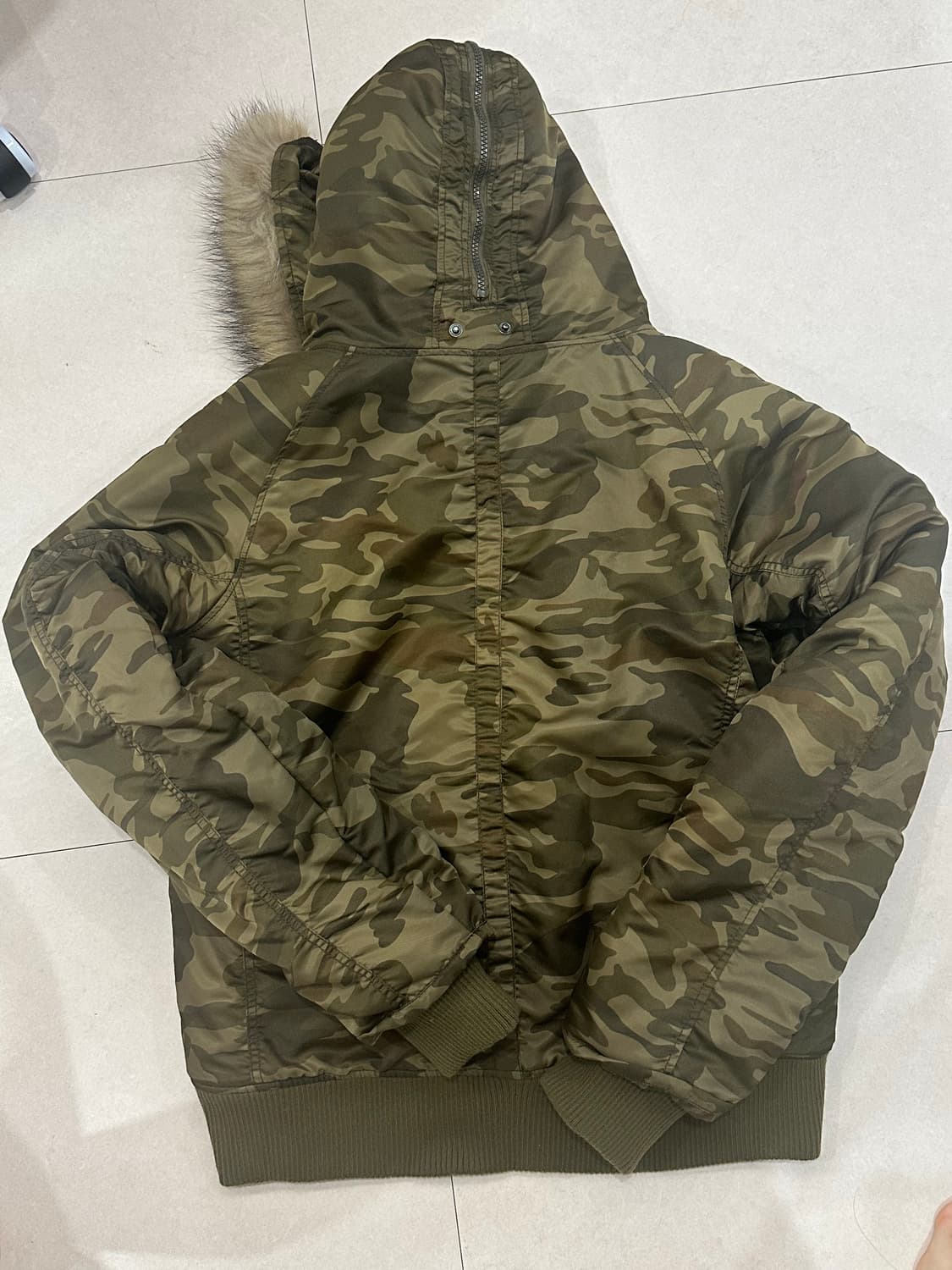 큐빈티지 카모 퍼 패딩 퍼자켓 갸루 y2k 파우닝 샵502 와이즈걸 상품이미지3