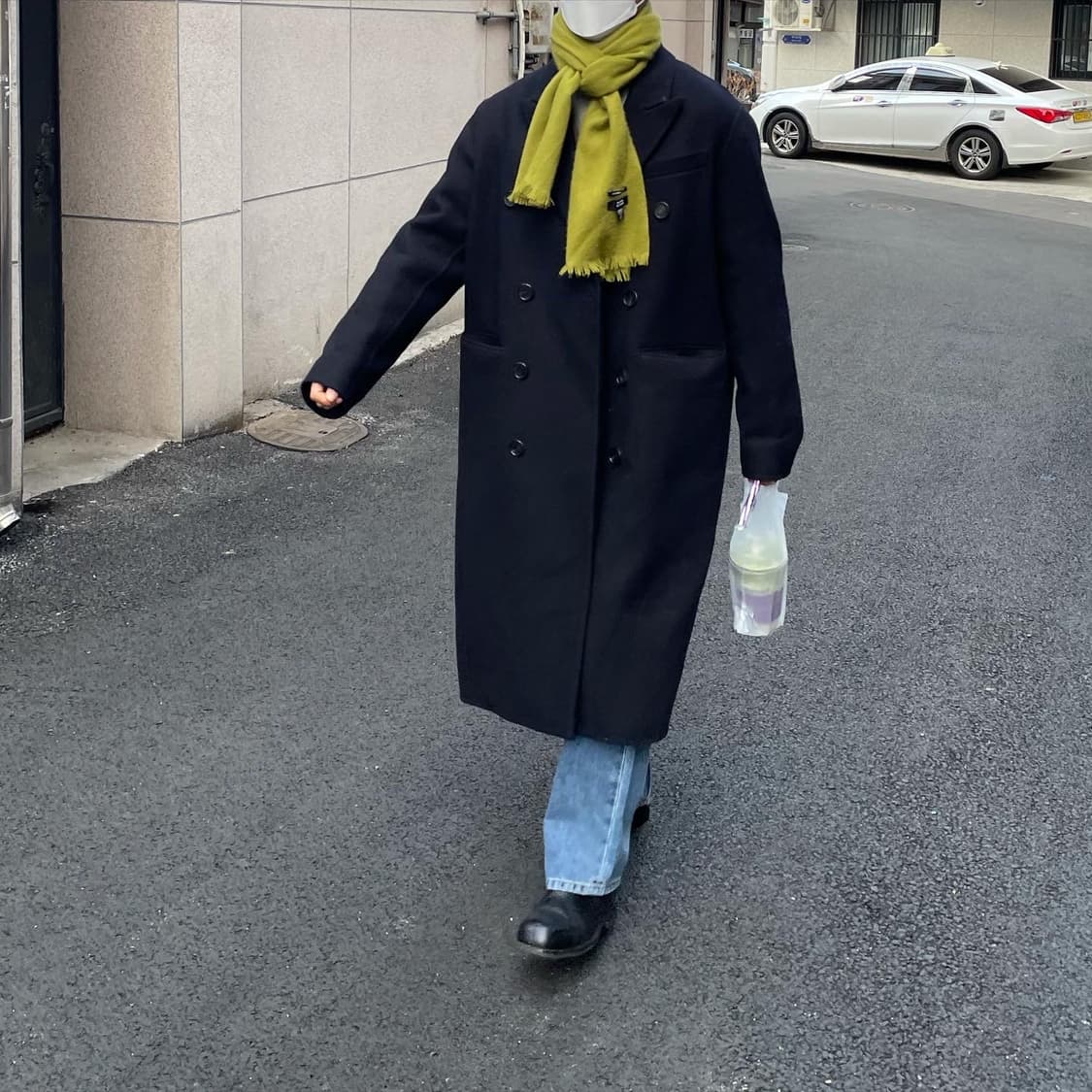 코모도스퀘어 핸드메이드 더블코트 네이비 상품이미지2