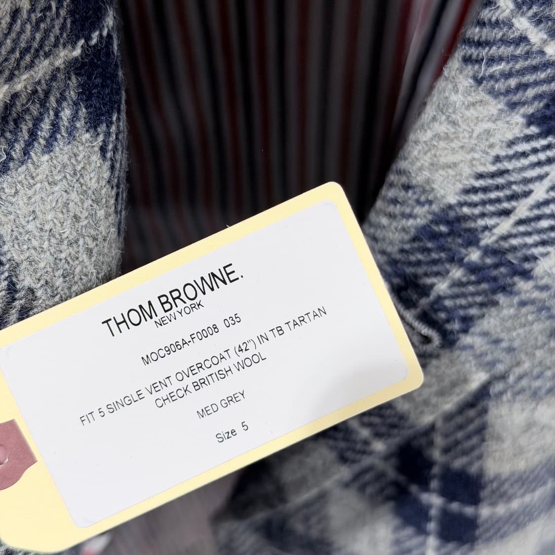 (A+/5) / 톰브라운 타탄 체크 바리티쉬 울 오버 코트 자켓 그레이 상품이미지8