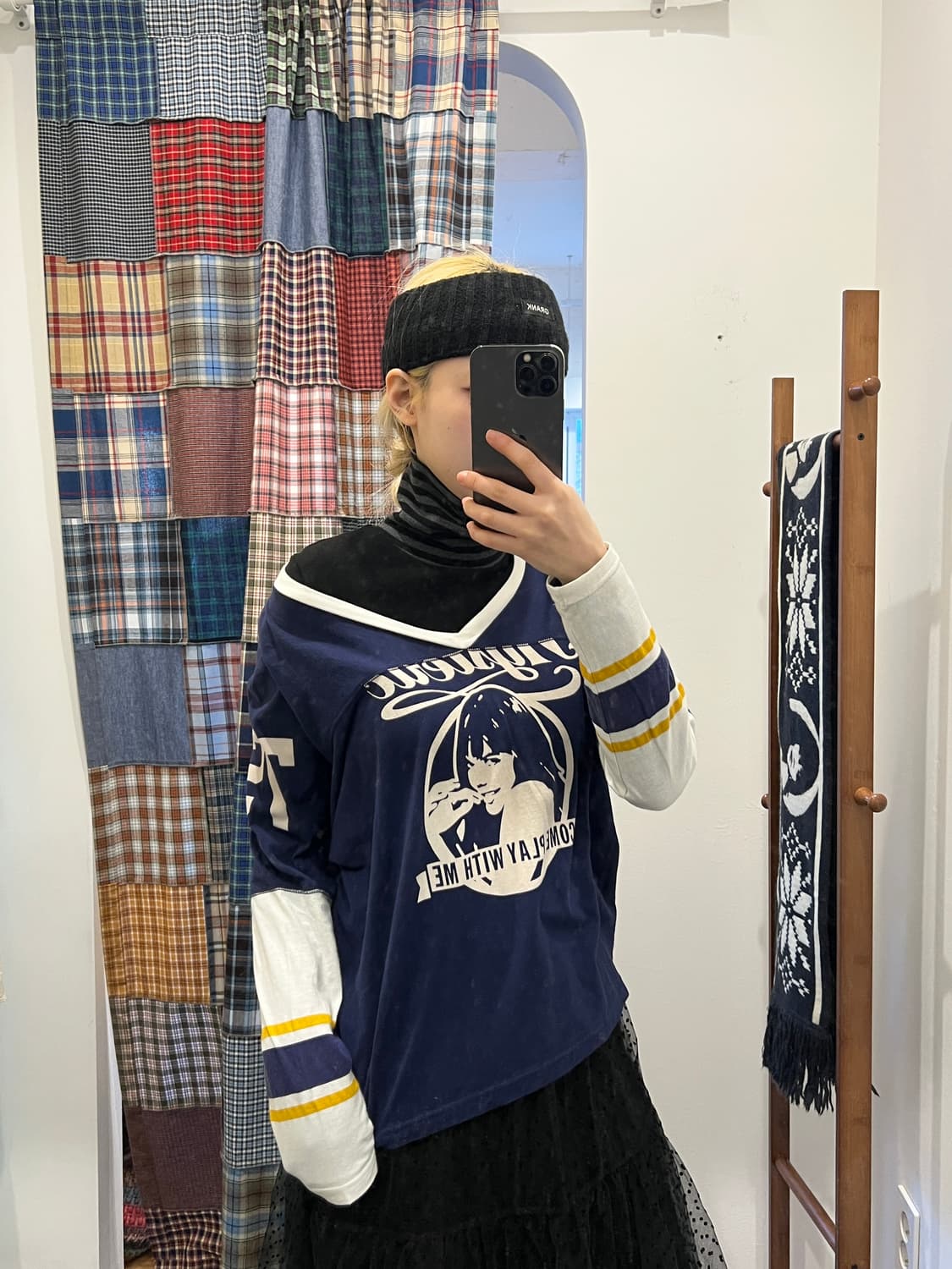 히스테릭글래머 브이넥 네이비 히스걸 롱슬리브 상품이미지3