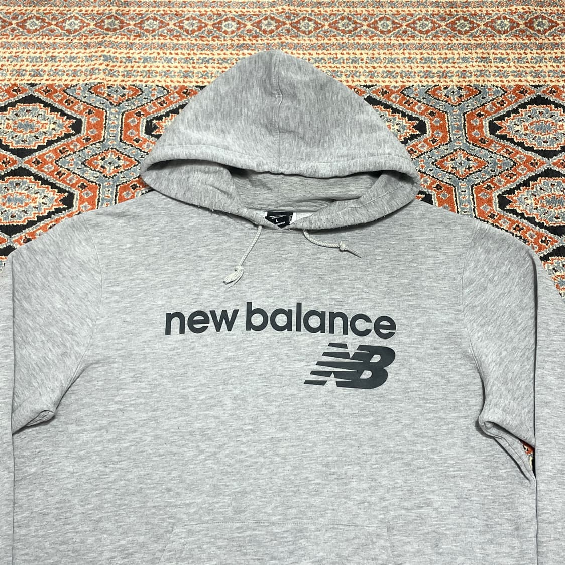 뉴발란스 스펠로고 그레이 기모 후드티셔츠 남성L 상품이미지2