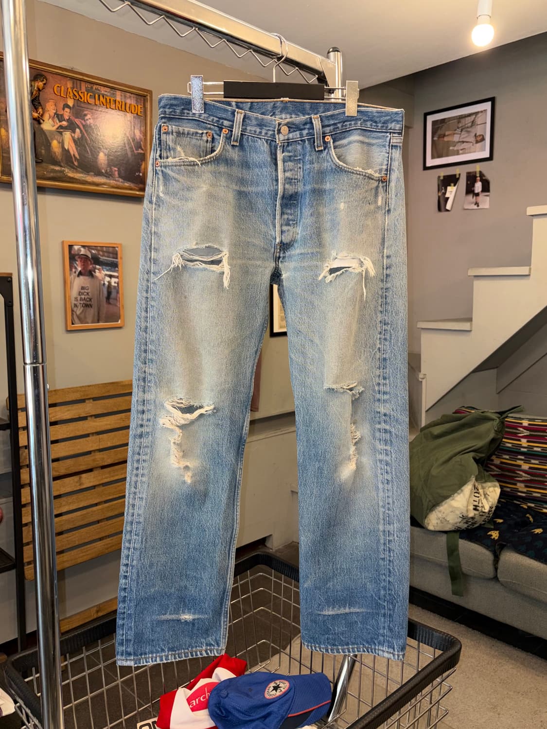 90’s Levi’s 501 524 USA distressed denim 상품이미지6